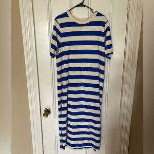 Sezane Blue and White Striped Dress
